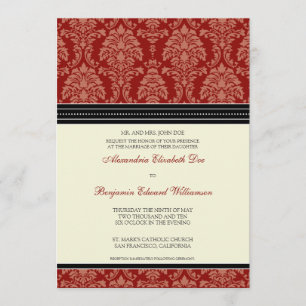 Encantador Damask 5x7 Convite Para Casamento:verme