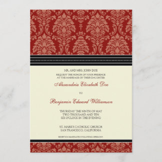 Encantador Damask 5x7 Convite Para Casamento:verme