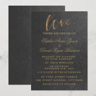 Encantador Gold Foil Black Casamento Convite