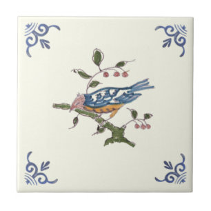 Encantador Repro Delft Bird na filial com Berries