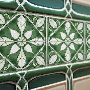Encantador Verde Esmeralda Floral Simétrico