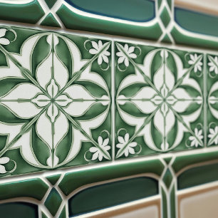 Encantador Verde Esmeralda Floral Simétrico