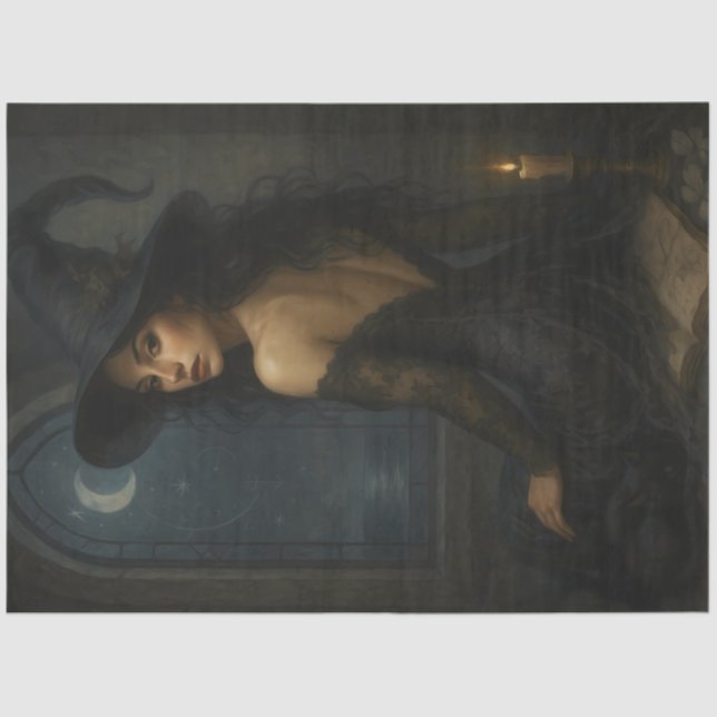 Encantando Papel de Decoupage Gótico de Bruxa à Lu (Frente )