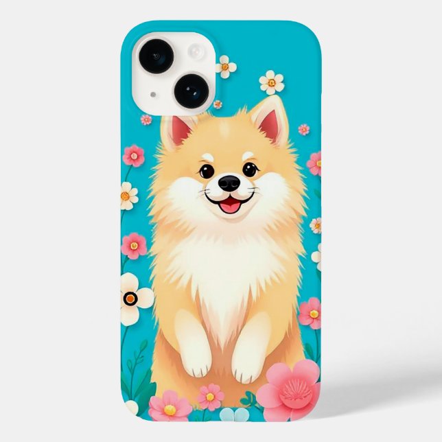 Encanto Floral Pomerânia Fofa 🌸🐾 Desenho Animado (Verso)
