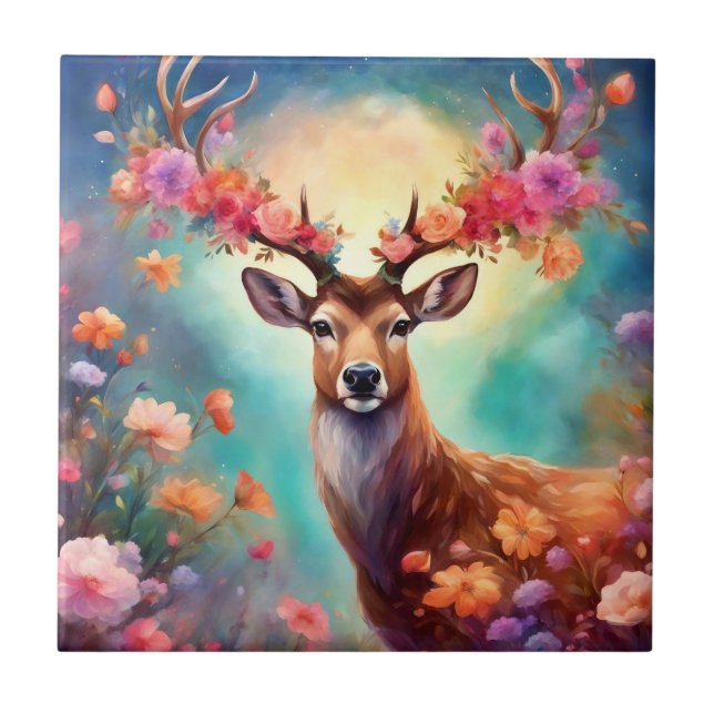 Enchanted Deer With Flowers (Frente)