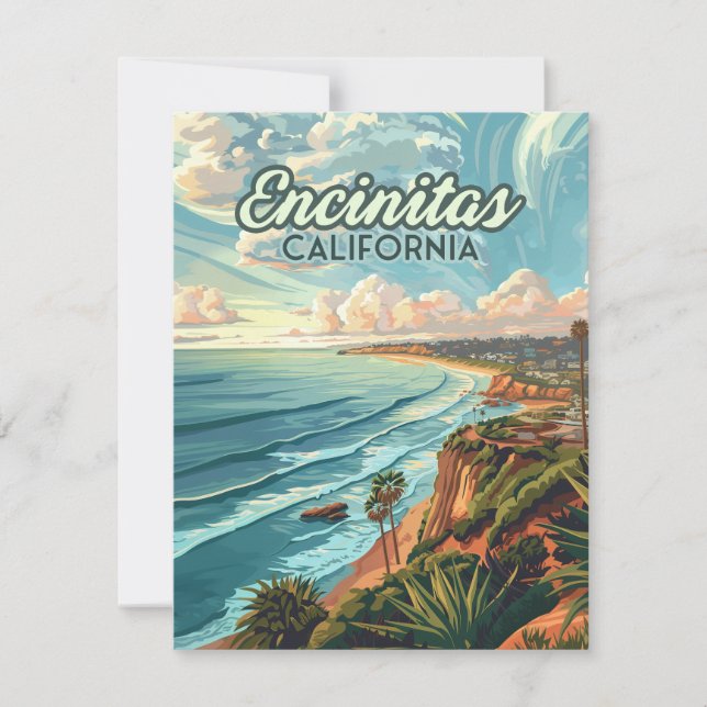Encinitas California San Diego Beach Vintage Card (Frente)