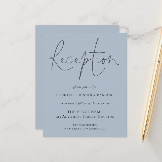 Encl De Casamento Azul De Recepção De Script Orçam (Frente/Verso In Situ)