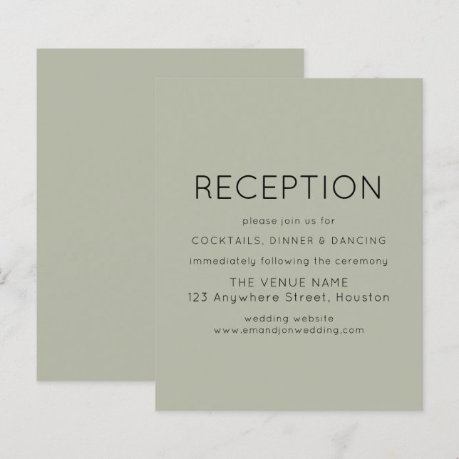 Encl De Casamento De Sage Suave De Recepção Simple (Frente/Verso)