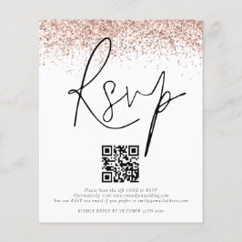 Encl RSVP de Casamento de Código QR de Rosa Dourad