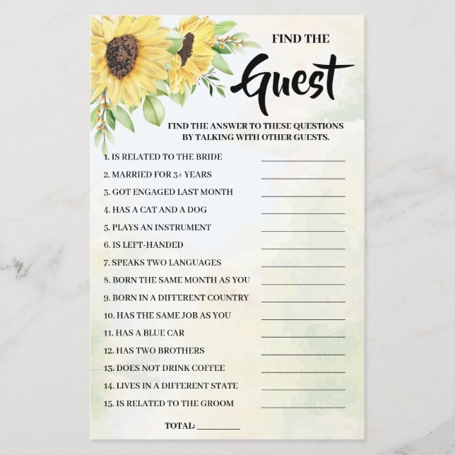 Encontre o Cartão de Jogo do Chá de panela Sunflow (Frente)