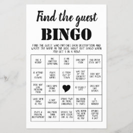 Encontre o cartão do jogo de bingo do convidado