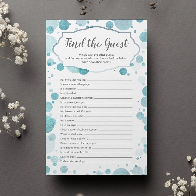 "Encontre o convidado" Novo jogo de Chá de fraldas (Criador carregado)