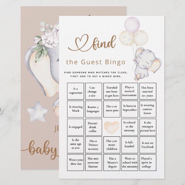 Encontre o jogo de elefante e flores da garota de  (Frente/Verso)