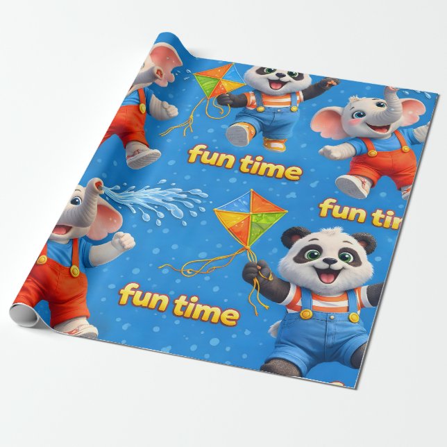 Encontre papel de embrulho premium de panda e elef (Desenrolado)