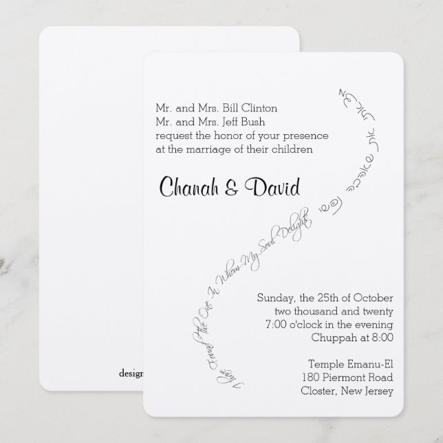 Encontrei a quem minha alma ama o Convite de Casam (Frente/Verso)