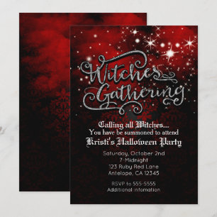 Encontro de Bruxas Convite de Damasco Vermelho e P
