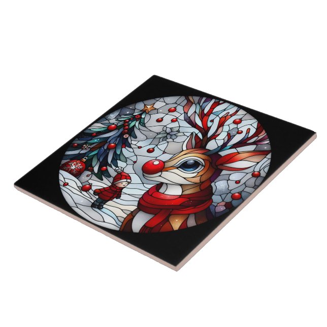 Encontro festivo entre criança e rena (Lateral)