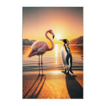Encontro Flamingo e Penguin Sunset