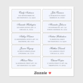 Endereço de nomes de convidados azuis. Etiquetas d