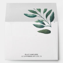 Endereço de Retorno de Casamento Botânico Verde