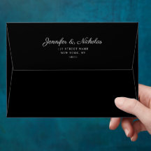 Endereço Formal de Casamento de Script Preto Elega