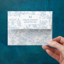 Endereço Monograma Toile Botânica Azul Francês