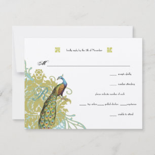 Endívia Vintage Birds Lagoon Damask Casamento RSVP
