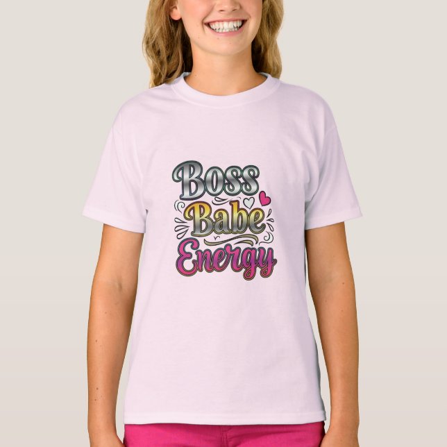 Energia de Chefe Babe – Camiseta Rosa Poderosa (Frente)