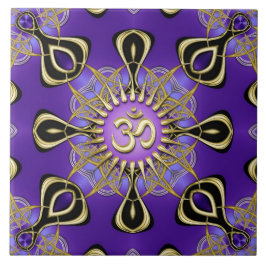 Energy Purple Dourado Om Geometry Mandala