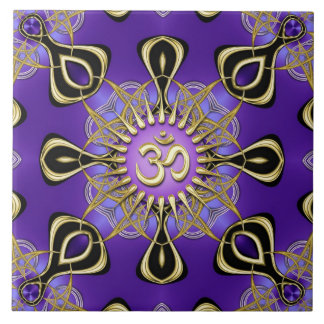 Energy Purple Dourado Om Geometry Mandala