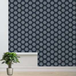 Ênfase do Padrão de Roda do Barco Branco Azul-Mari