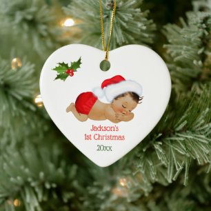 Enfeite Cerâmico de Natal com Chapéu de Papai Noel