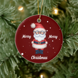 Enfeite cerâmico de Papais noeis de Feliz Natal