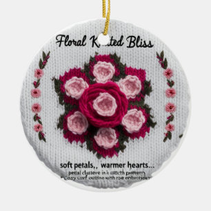 Enfeite Cerâmico Floral Tricô Feliz Rosa Keeps