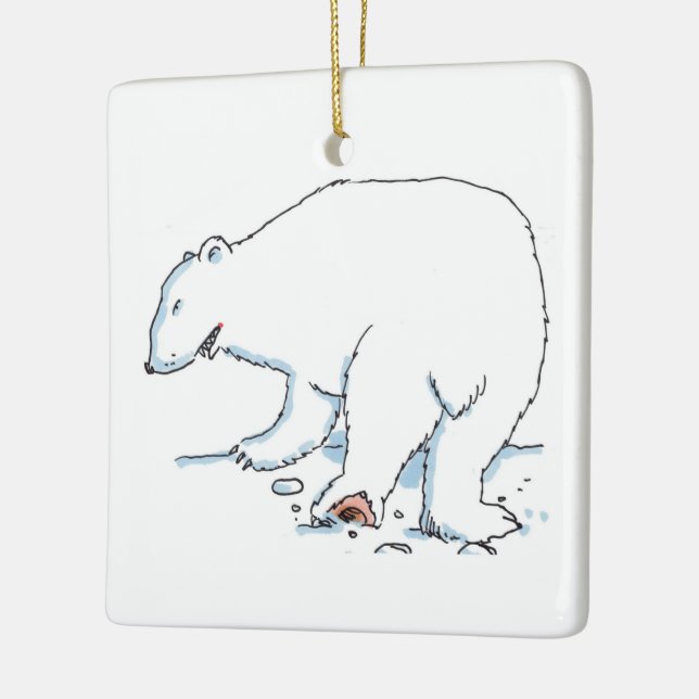 Enfeite cerâmico quadrado de Urso Polar 2 lados (Esquerda)