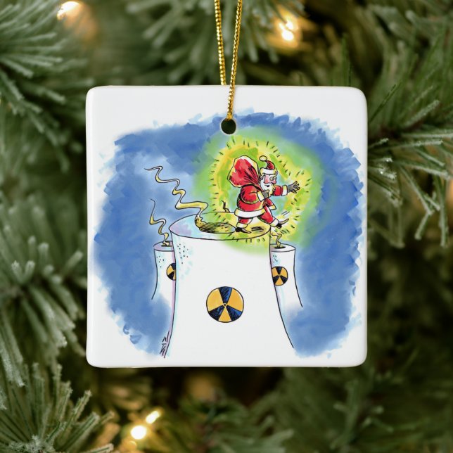 Enfeite cerâmico quadrado do Papai Noel explodido (Árvore)