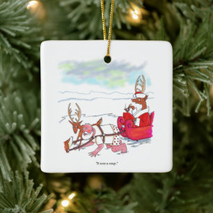 Enfeite cerâmico quadrado Golpe de Papai Noel
