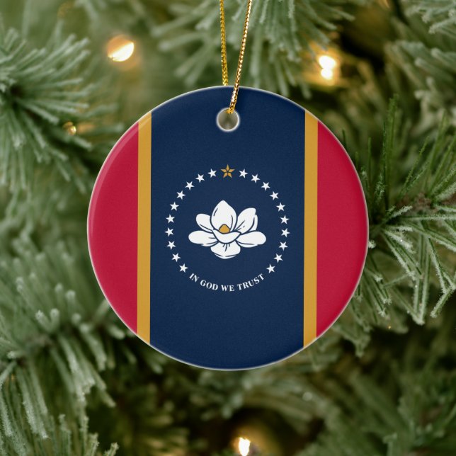 Enfeite com a bandeira do estado do Mississippi, E (Árvore)