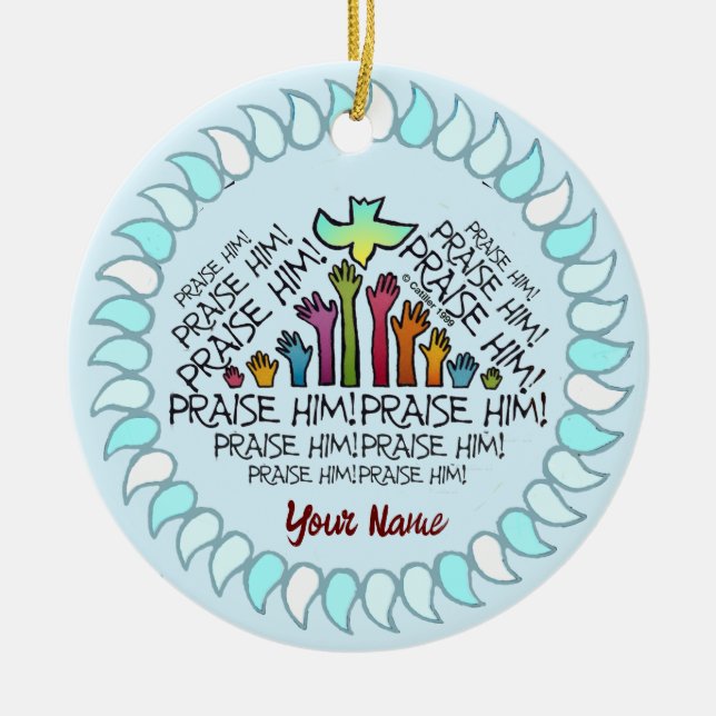 Enfeite Cristão Mãos Louvam a Ele (Frente)