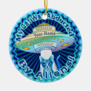Enfeite de Abdução de Gato Alien Espacial