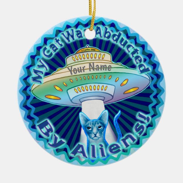 Enfeite de Abdução de Gato Alien Espacial (Frente)