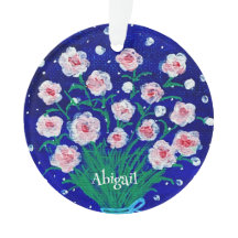 Enfeite de Acrílico Personalizado com Rosas Rosas