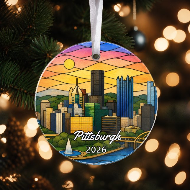 Enfeite de Acrílico Personalizado de Pittsburgh, P (Criador carregado)