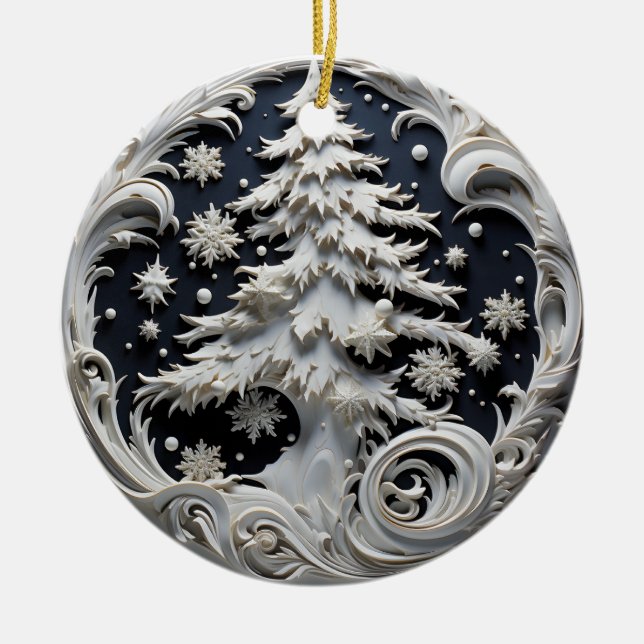 Enfeite de árvore de Natal com efeito 3D | Nome pe (Frente)