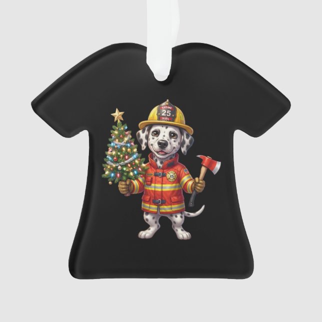 Enfeite de árvore de Natal dálmata bombeiro (Frente)