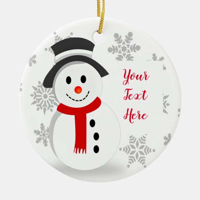 Enfeite de árvore de Natal de flocos de neve e bon (Frente)
