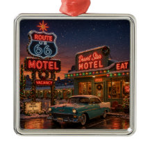 Enfeite de árvore de Natal do Neon Route 66 Motel