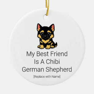 Enfeite de Bebê Cachorrinho Chibi Pastor Alemão Fo