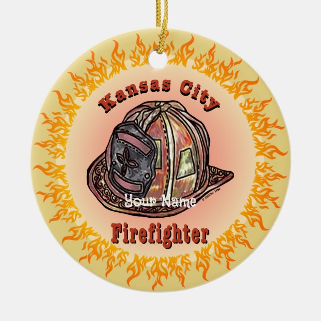 Enfeite de bombeiro de Kansas City (Frente)