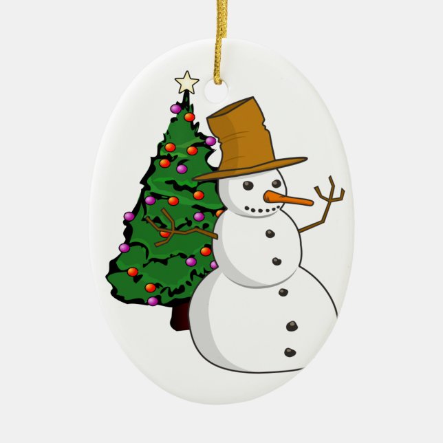 Enfeite de Boneco de Neve e Árvore de Natal (Frente)